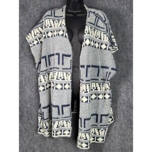 GeeGee Open Front Cardigan Kimono‎ Sweater Duster Aztec Print Boho M/L